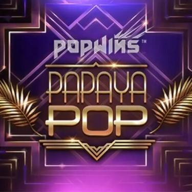 papaya pop in golden letters with golden palms
