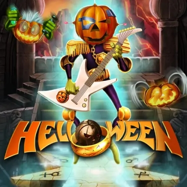 jack o lantern playing electric guitar 