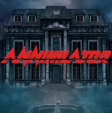 annihilator in red letters in front of abounded house