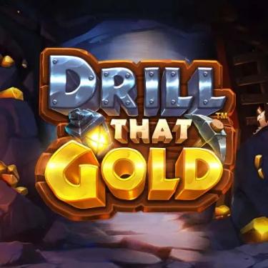 drill that gold written in different-colored letters inside the mine