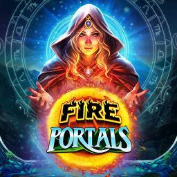 female wizard with fire portals in text