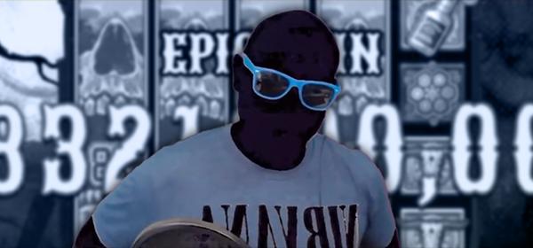 man's silhouette with blue sunglasses 