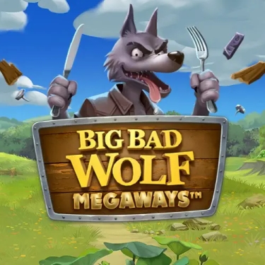 big bad wolf megaways slot logo big bad wolf with knife and fork