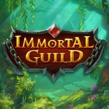 immortal guild written in yellow letters with forest as a background