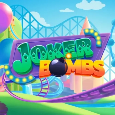 joker bombs slot logo joker bombs written on the carnival background