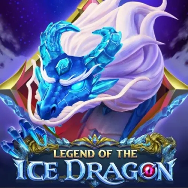 legend of the ice dragon slot logo ice dragon standing on a slot title