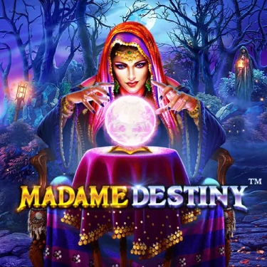 madame destiny slot logo fortune-teller looking at a magical ball