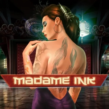 madame ink slot logo tattooed woman with her backs turned