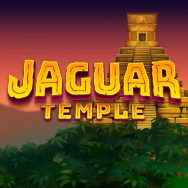 jaguar temple in yellow letters and in jungle background 
