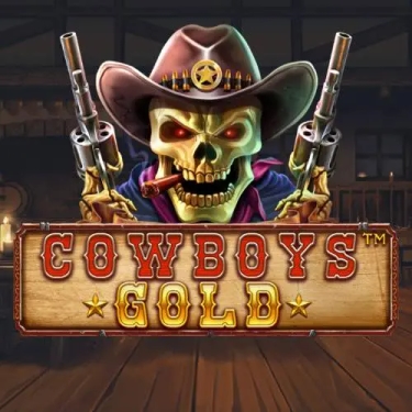 gowboy gold slot logo cowboy skeleton with guns and cigarette