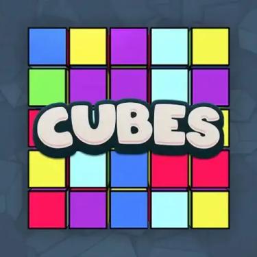 cubes in white letters on colorful background
