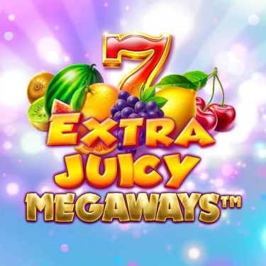 extra juicy megaways colorful fruits and extra juicy written in yellow letters