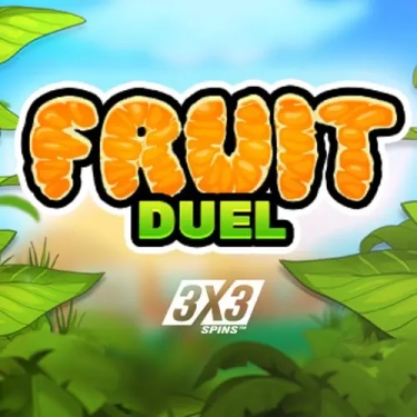 fruit duel slot fruit duel written in orange and green letters
