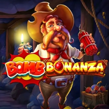 bomb bonanza slot miner with dynamite and lighter inside the mine