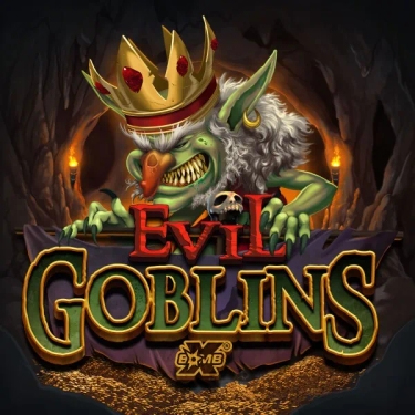 evil goblins slot logo evil looking green goblin with a crown