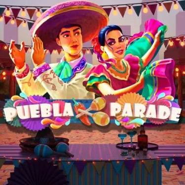 puebla parade slot traditionally-dressed Mexican man and woman dancing