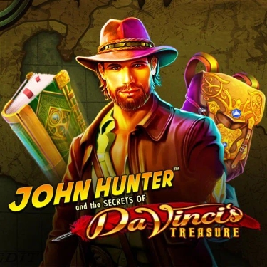da vinci treasure slot explorer in a leather jacket and a hat