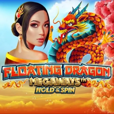 floating dragon megaways traditionally-dressed asian woman and red dragon