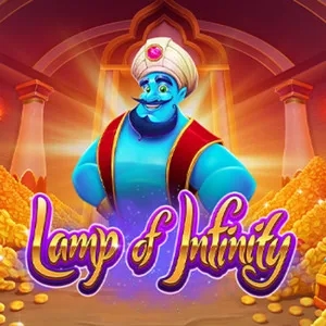 lamp of infinity blue genie in the room full of treasure
