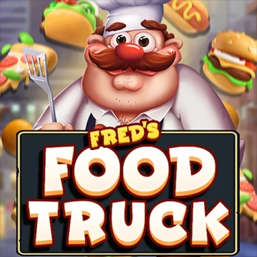 freds food truck cook surrounded by hamburgers