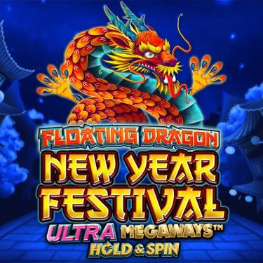floating dragon new year festival in text with red dragon