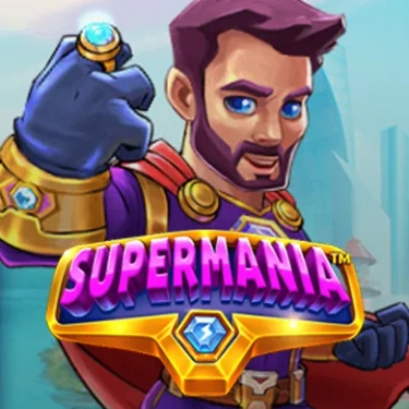 supermania pragmatic play superhero in purple above the city