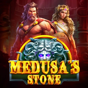 medusa's stone pragmatic man and woman in ancient clothes and medusa's head
