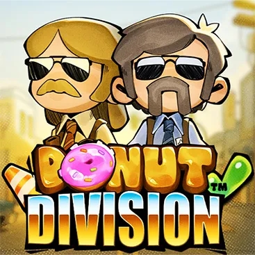 Donut Division Hacksaw Gaming Two detectives standing above Donut Division in text