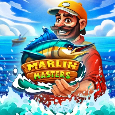 Marlin Masters Hacksaw Gaming A fisherman holding a fish
