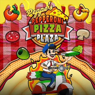 Peppe's Pepperoni Pizza Plaza Pragmatic A man delivering a pizza on a vespa